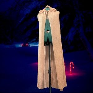 Rake Royal sample sale plisse hooded beige vest cape with ribbon tie